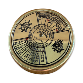 Perpetual calendar brass marine object from 2001 to 2050 collector