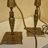 Paire de lampes vintage style Égyptien en laiton – Design pharaon,