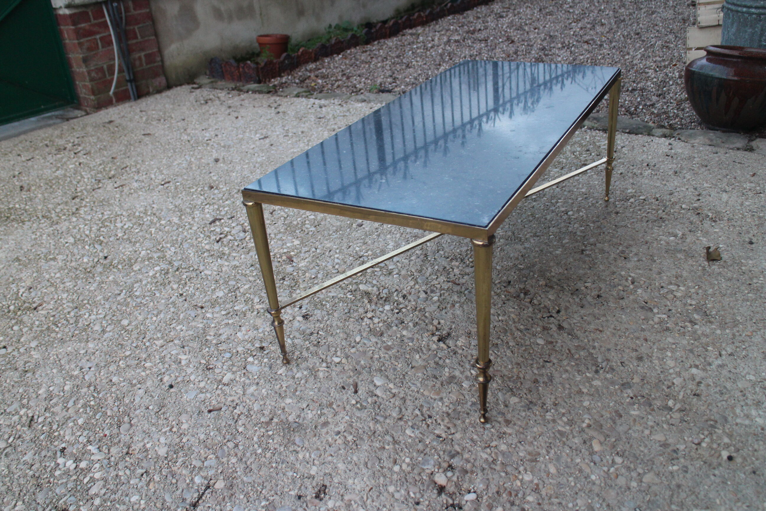 Brass and marble coffee table