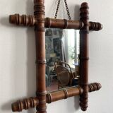 Late 19th century bamboo-style turned wooden mirror