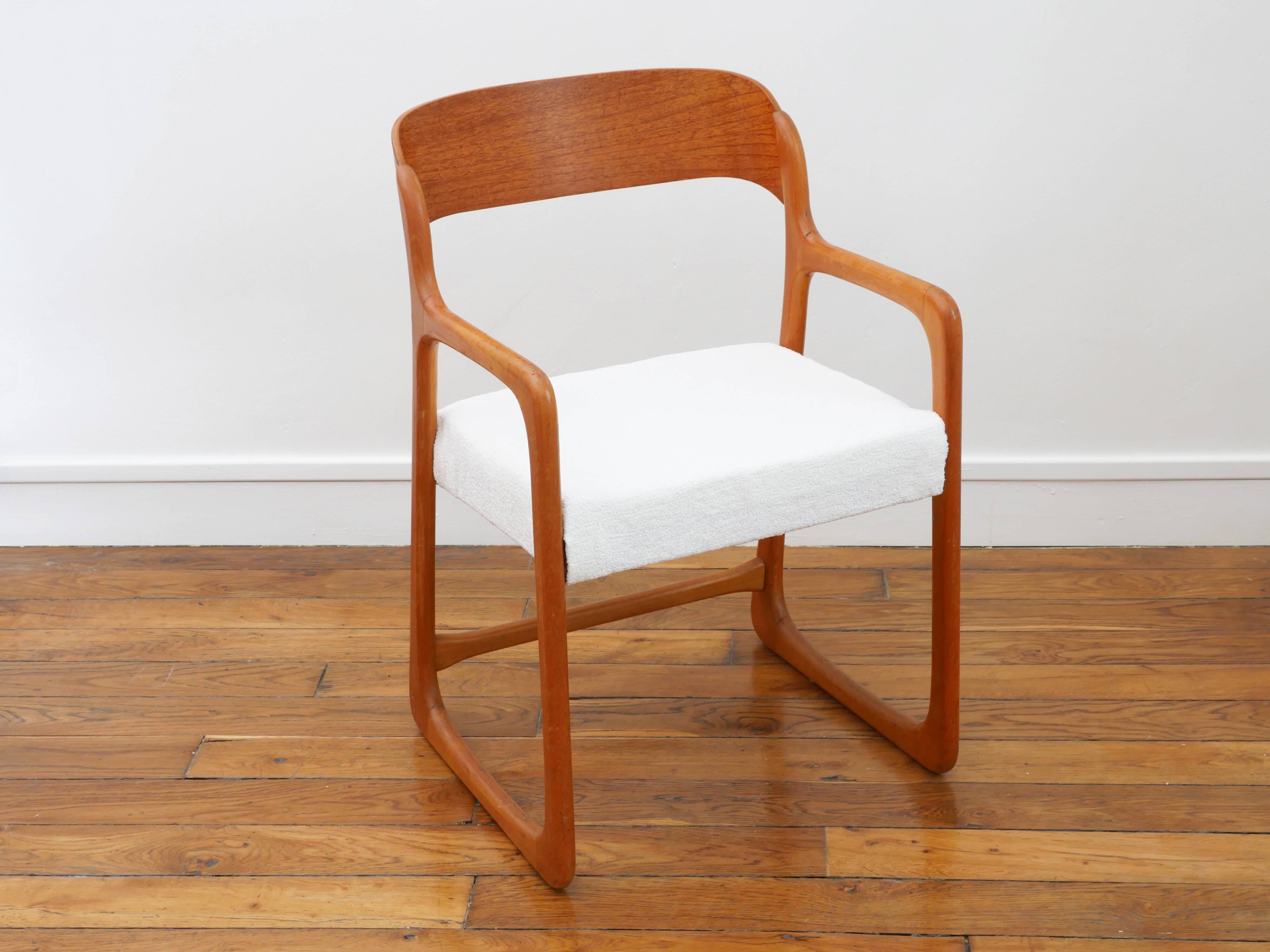 Baumann Sleigh Armchair - Restored - Fabric, foam & straps: new