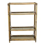 Vintage Boho Shelf Bookcase Bamboo and Smoked Glass 140cm