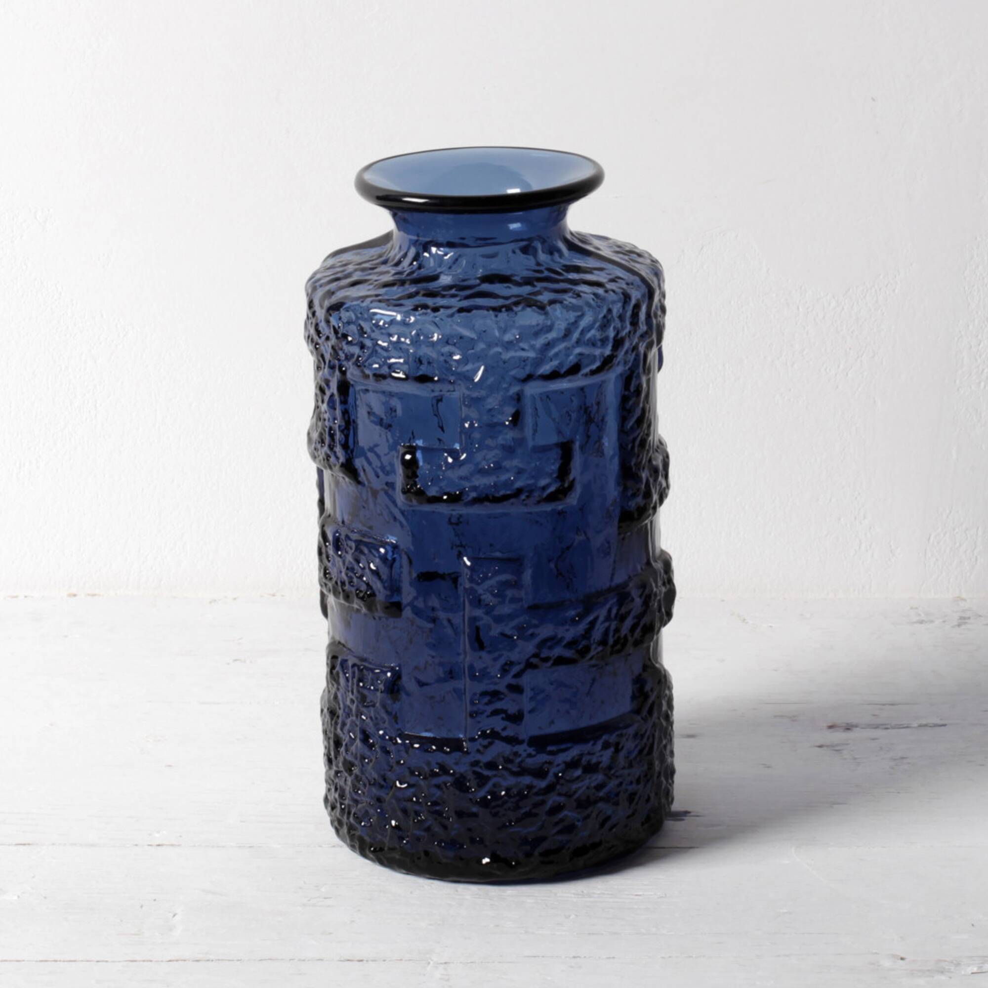 Glass Vase "Cobolt" by Göte Augustsson / Ruda Glasbruk / Sweden / 1970s