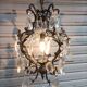 Rare old chandelier / lantern in patinated bronze, Louis XV style / working condition