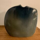 Yves Mohy grey porcelain blue lens vase for Virebent 1970