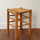 Wooden and straw stool