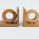 Vintage wooden bookends in Bauhaus mid-century minimalist style.