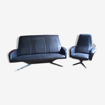 Canapé et fauteuils skaï année 60/70