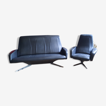 Sofa and armchairs skaï year 60/70