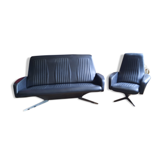 Sofa and armchairs skaï year 60/70