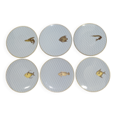 Set of 6 golden dinner plates - Les Poissons d'or - Ateliers Bernardaud