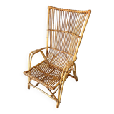Large vintage rattan armchair
