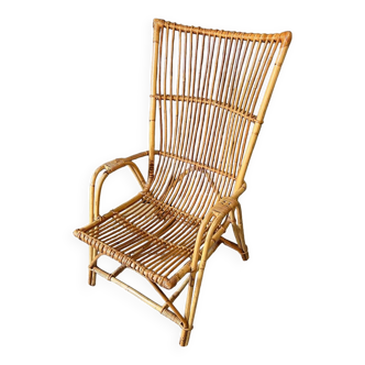 Large vintage rattan armchair