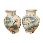 Lot de 2 vases chinois signature rouge