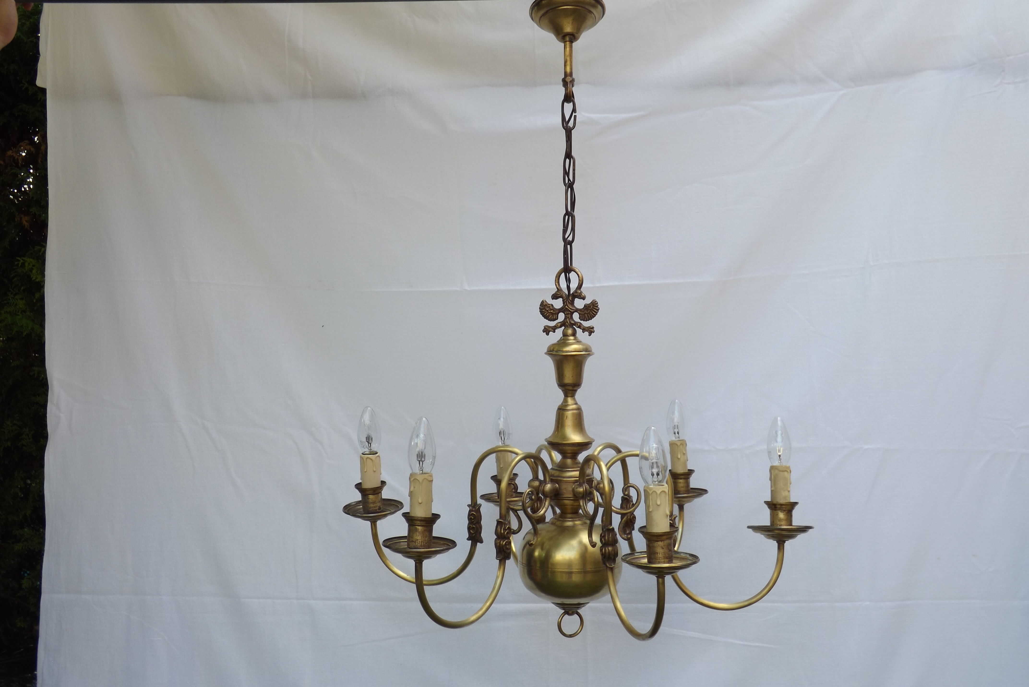 6 brass chandelier branches dutch style
