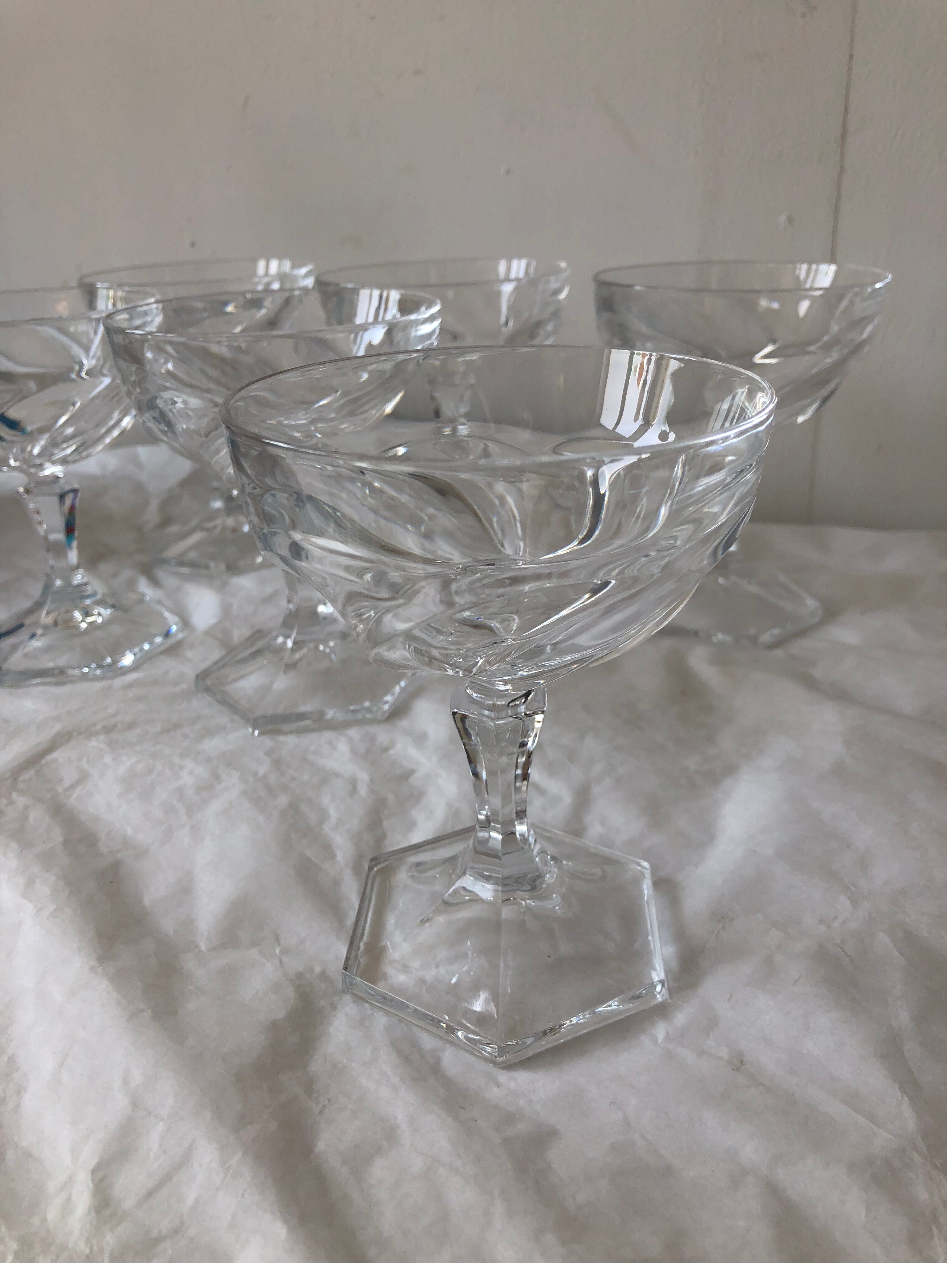 Set of 6 crystal champagne cups