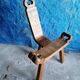 Tripod wooden stool with brutalistic vintage brutalism
