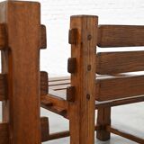 Pair of 1970s Brutalist Solid Oak Side Chairs