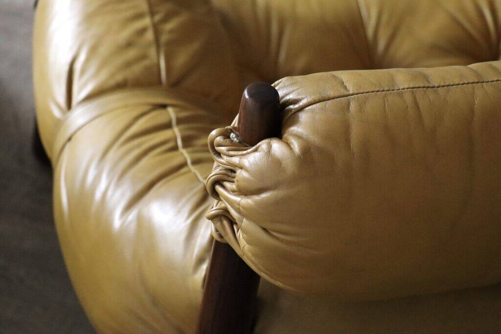 Percival Lafer MP-81 lounge chairs in yellow leather, Brazil 1970s