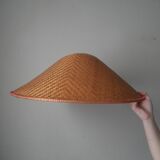 Antique braided conical hat handcrafted traditional vintage Asian crafts