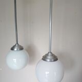 Pair suspensions ball opaline art deco