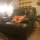 Fauteuil cuir vert anglais 1980
