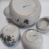Service à thé chinoisant théière 2 tasses grès vernissé