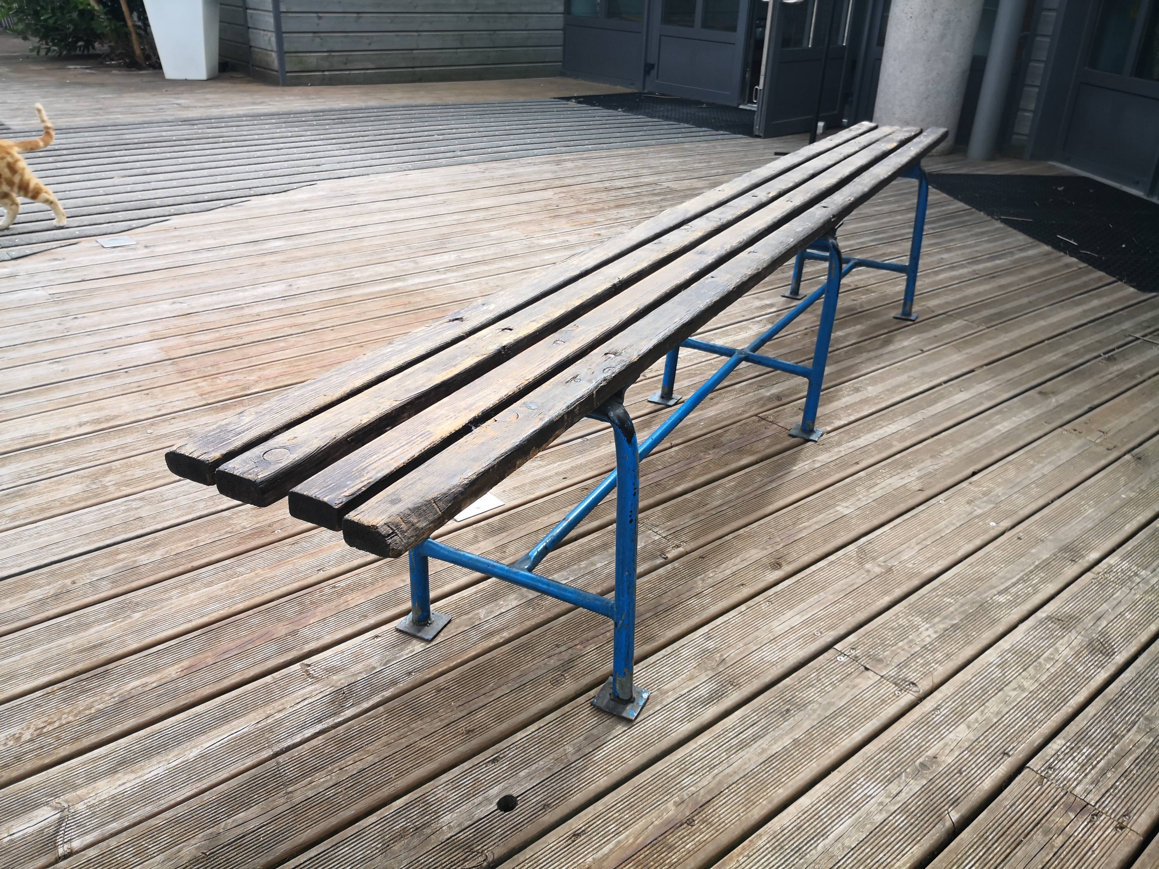 Vintage school locker room bench