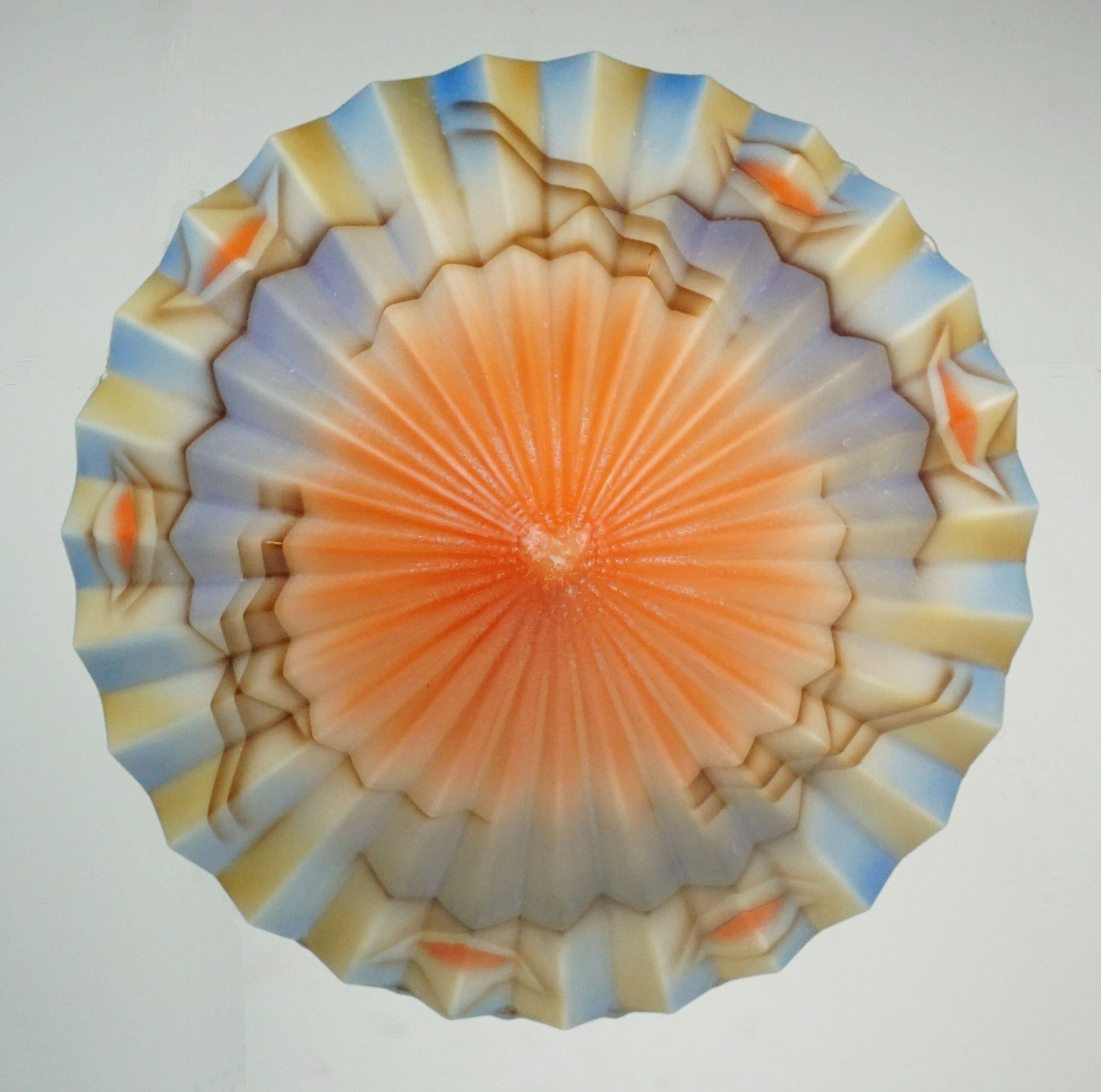art déco glass PENDANT LIGHT airbrush pleated shape avantgarde design