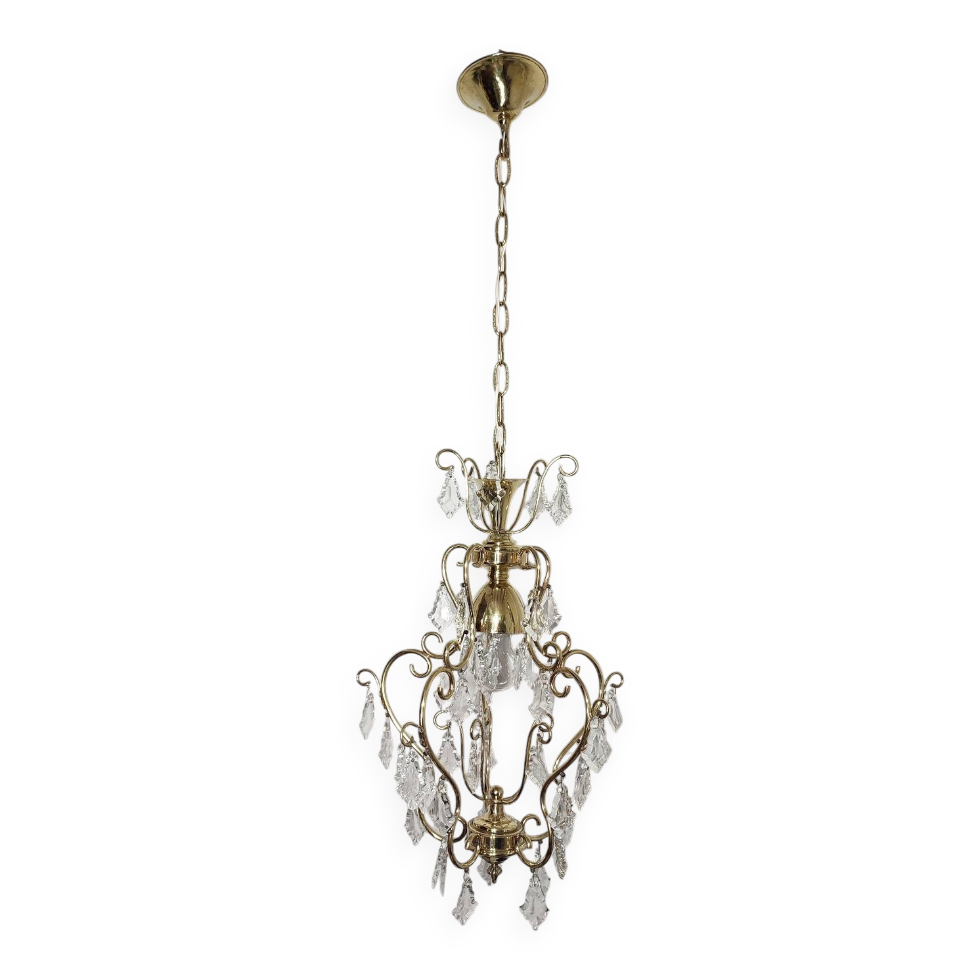 Plafonnier en cristal. Espagne, années 1950.