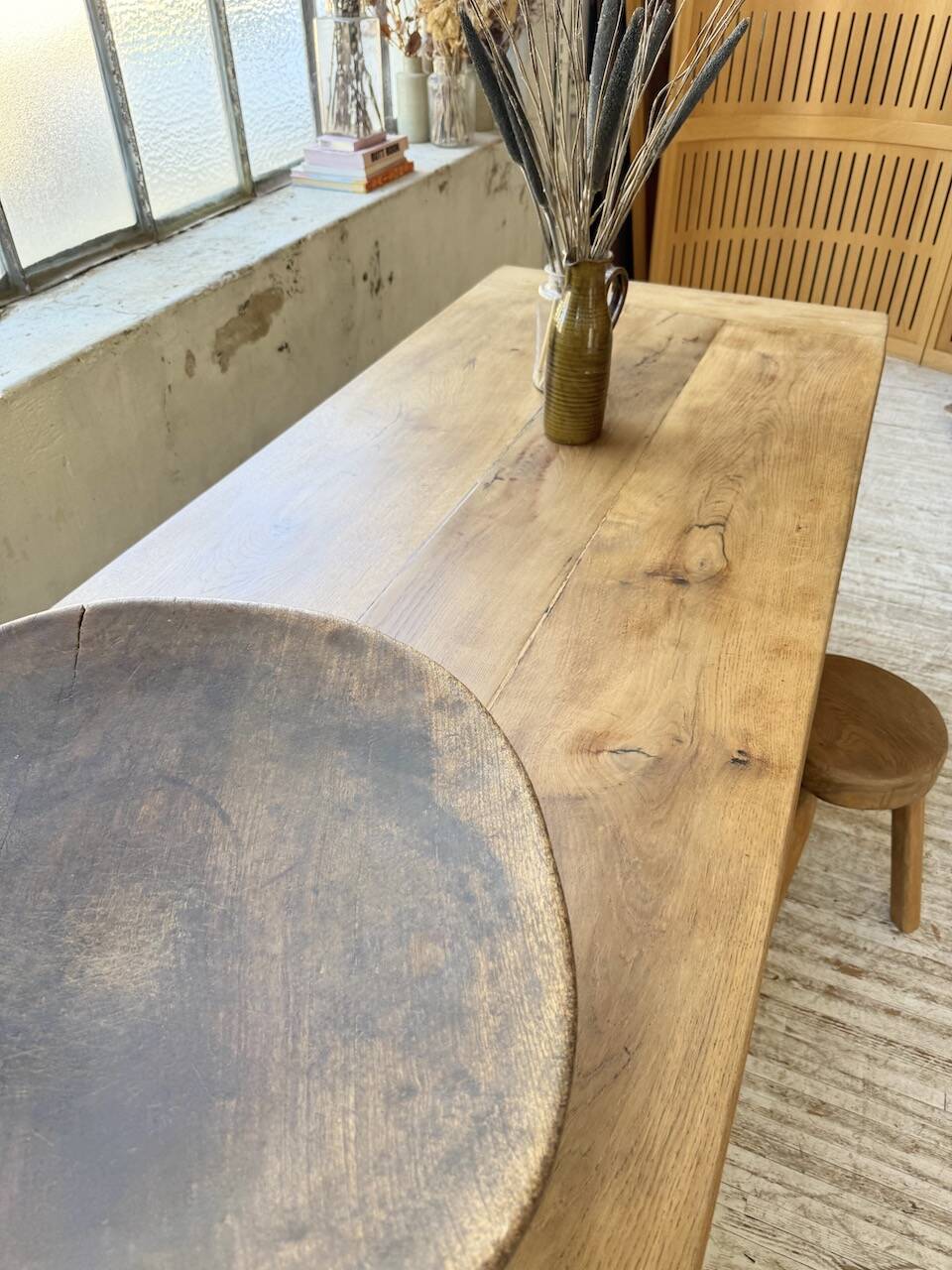 Solid oak drapery farmhouse table 2m5 XL