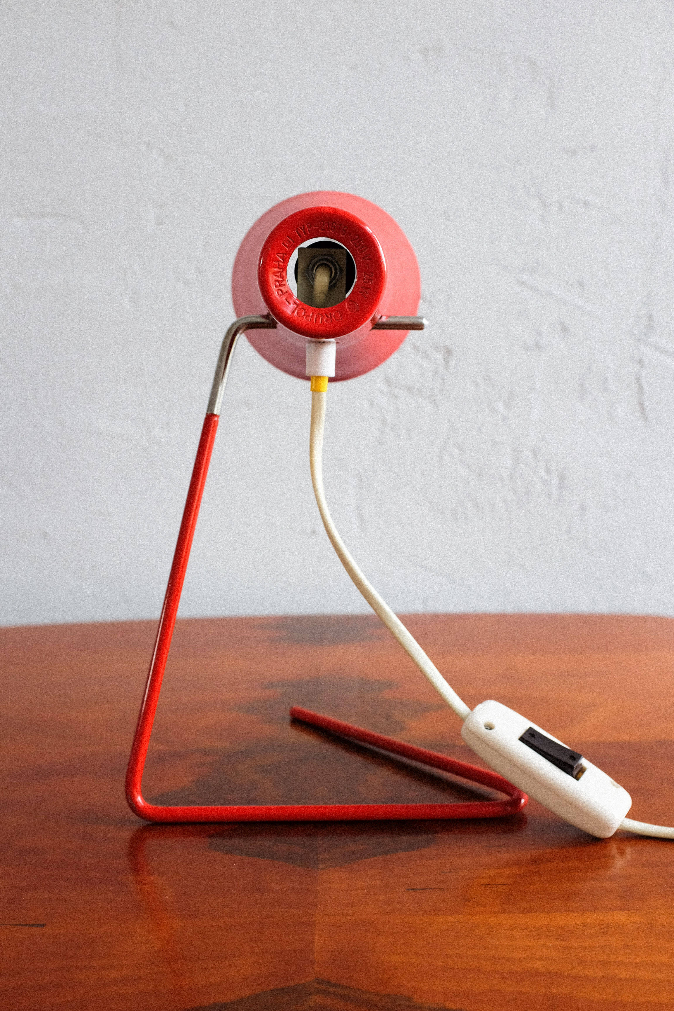 Vintage czechoslovakian red table lamp Drupol 21616, 1960s