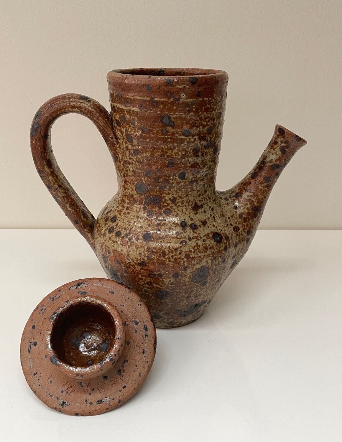 Large pyrite stoneware coffee pot, workshop work, 1970.