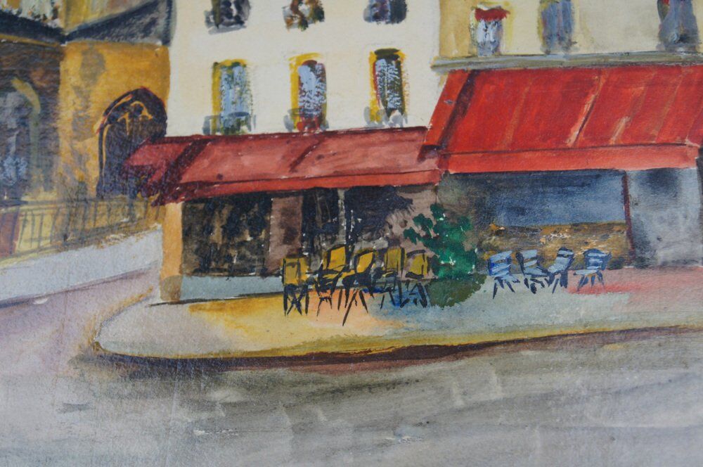 Georges Wolinski, View of Paris, oil on panel, 1982, framed