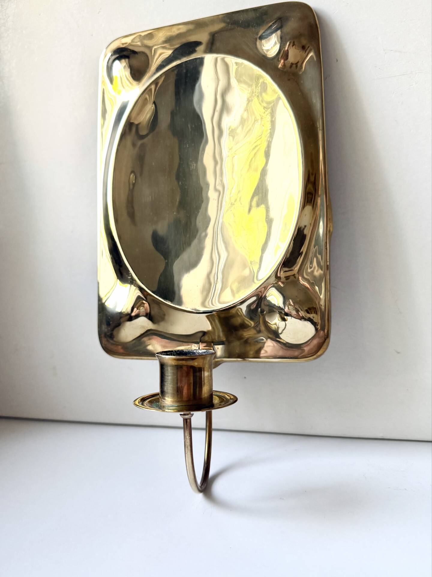 Vintage Scandinavian Brass Wall Candle holder Sconce height 29cm