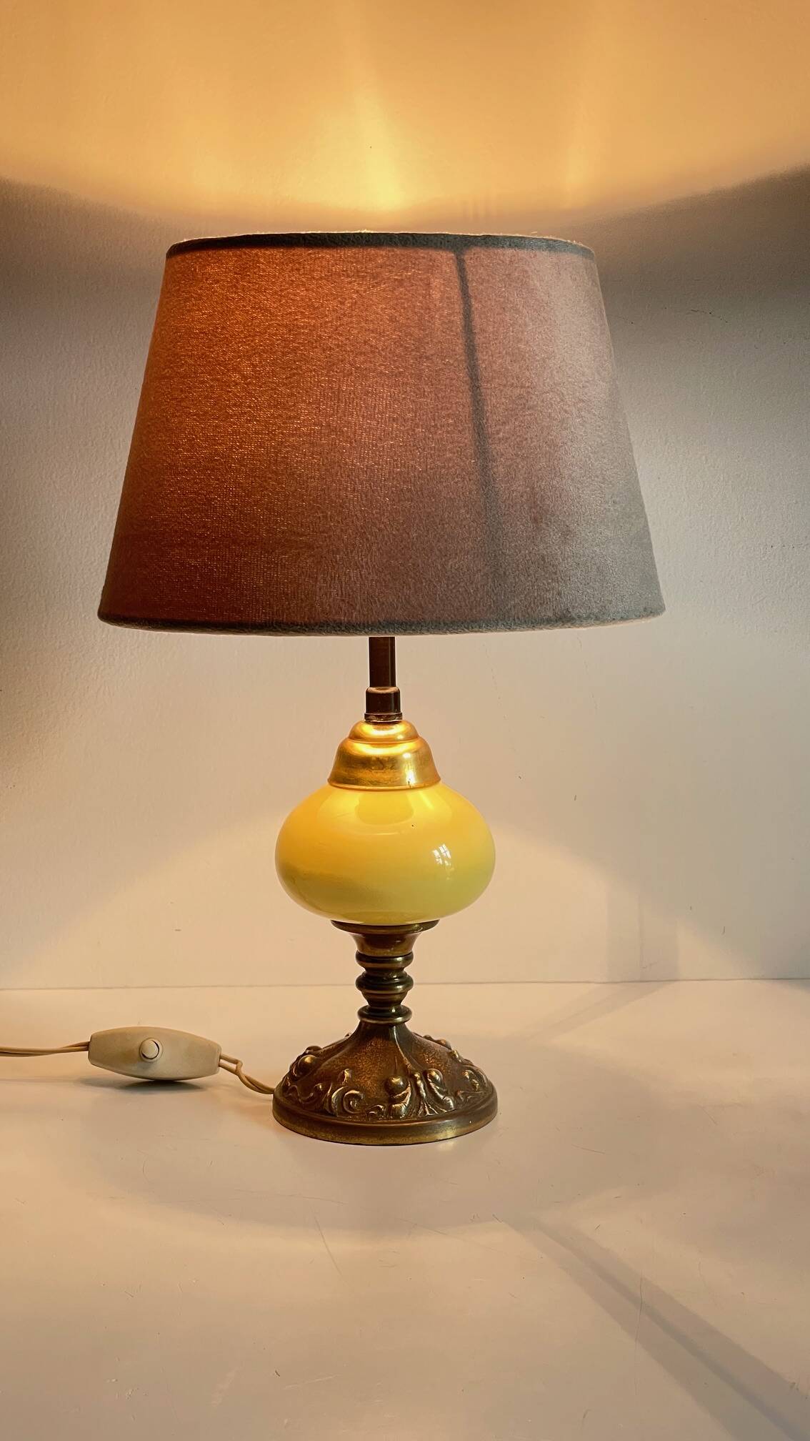 Old ceramic and bronze lamp