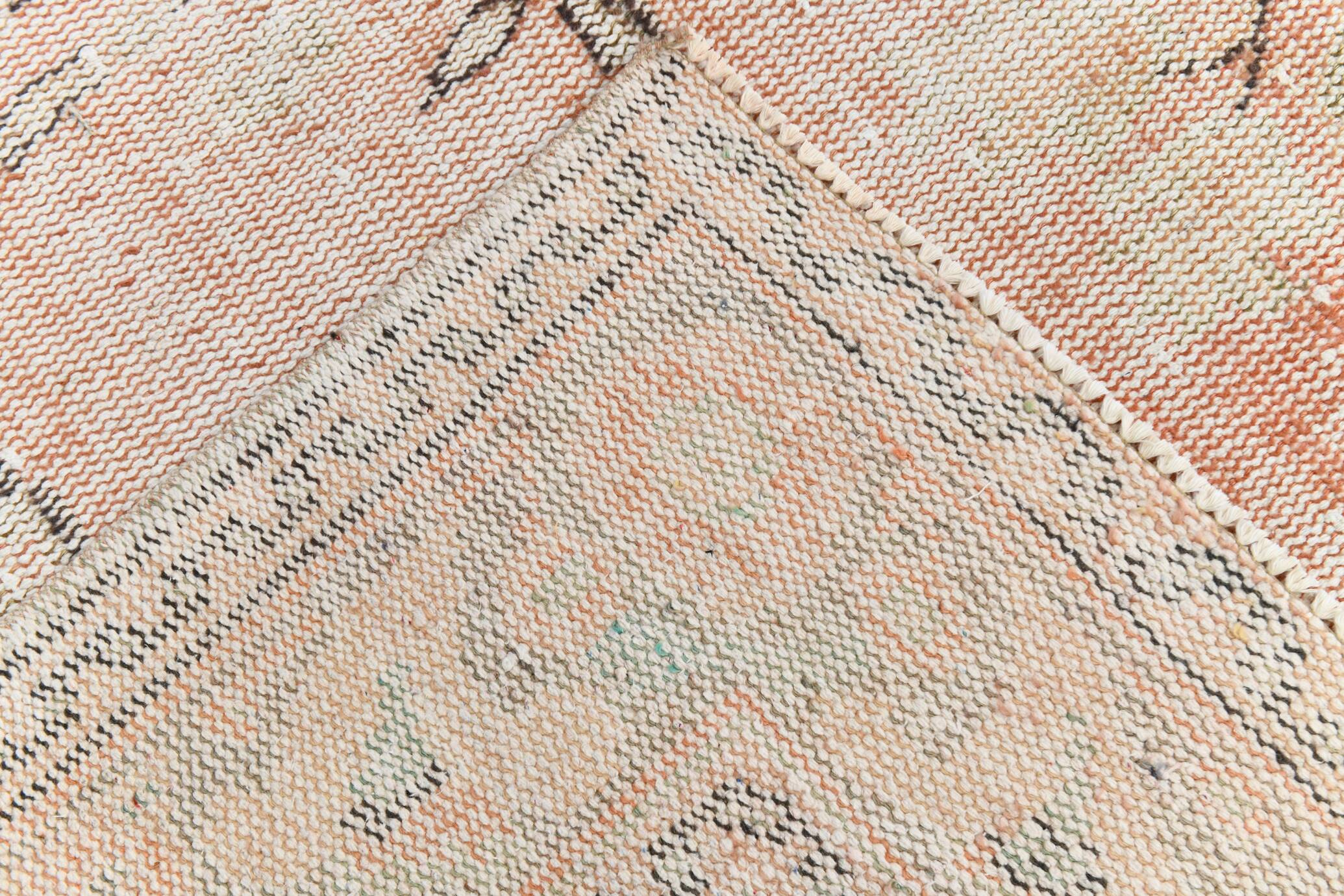 Blush Pink Muted Turkish Vintage Handmade Wool Carpet Rug, 191x316 Cm