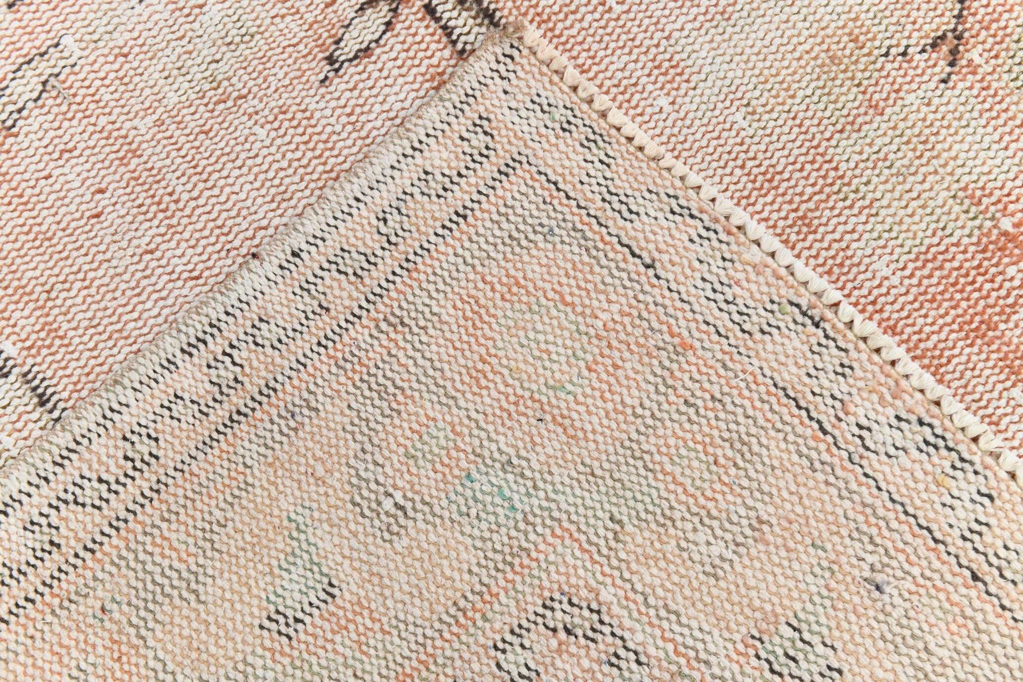 Blush Pink Muted Turkish Vintage Handmade Wool Carpet Rug, 191x316 Cm