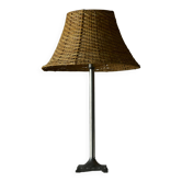 Lampe de table Grace en étain avec abat-jour rotin, années 1930