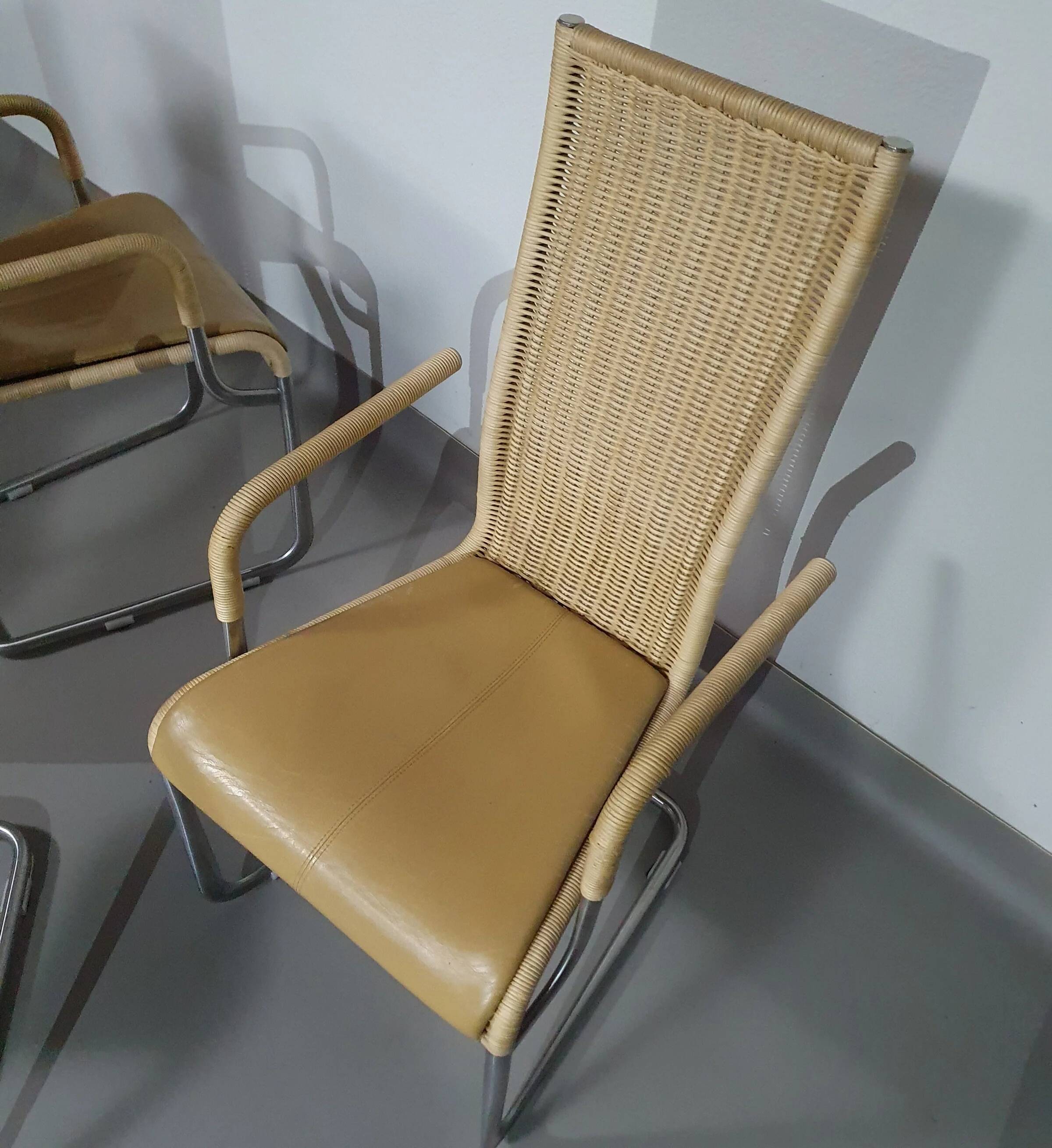Ensemble de 4 chaises de salle à manger en osier « B25 » par Axel Bruchhäuser pour Tecta, Allemagne, années 1980