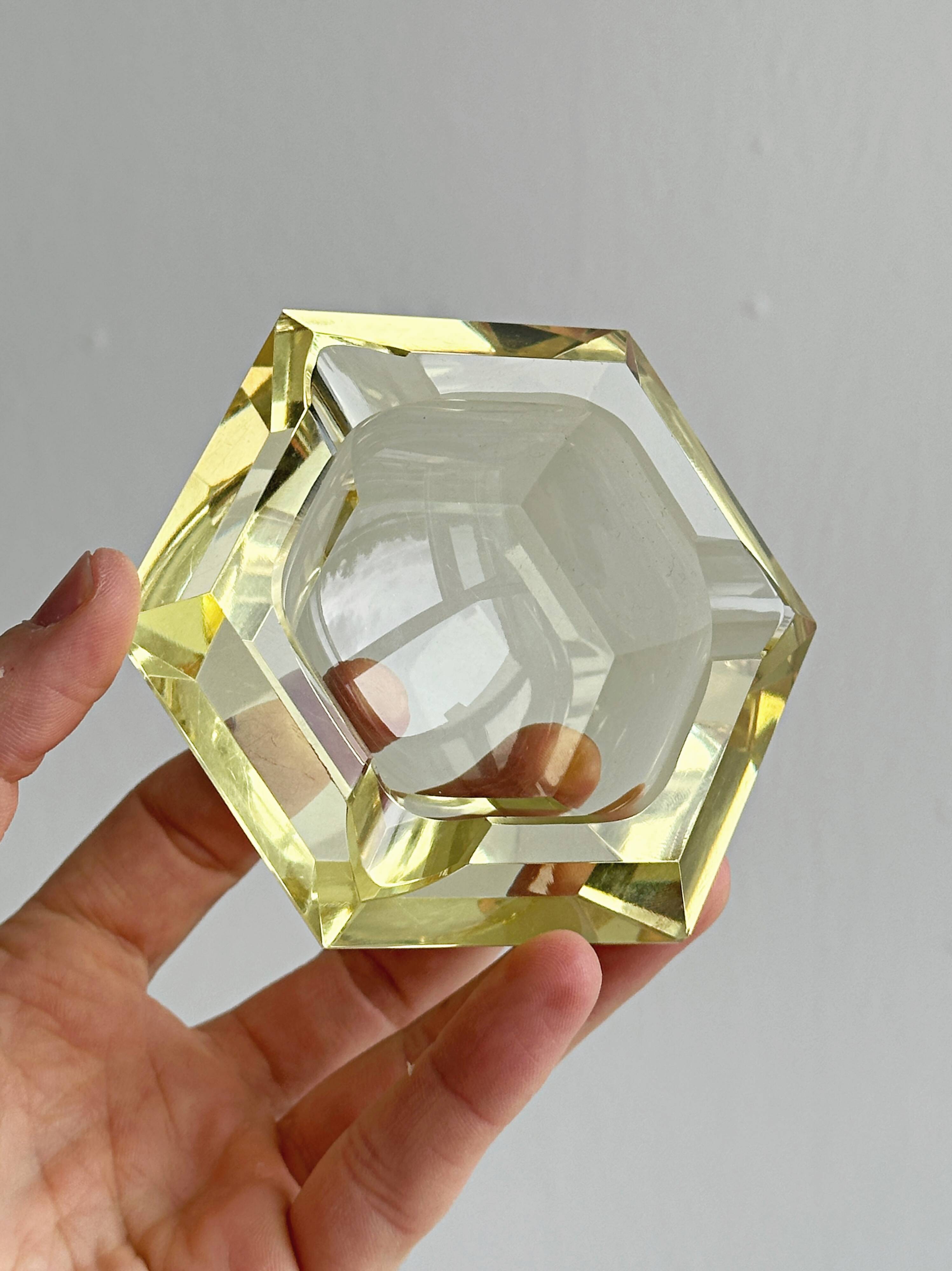 Cendrier cristal jaune