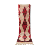 Red and beige Berber hallway rug 75 x 280 cm