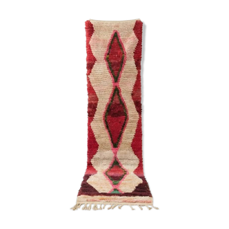 Red and beige Berber hallway rug 75 x 280 cm