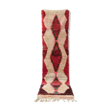 Red and beige Berber hallway rug 75 x 280 cm