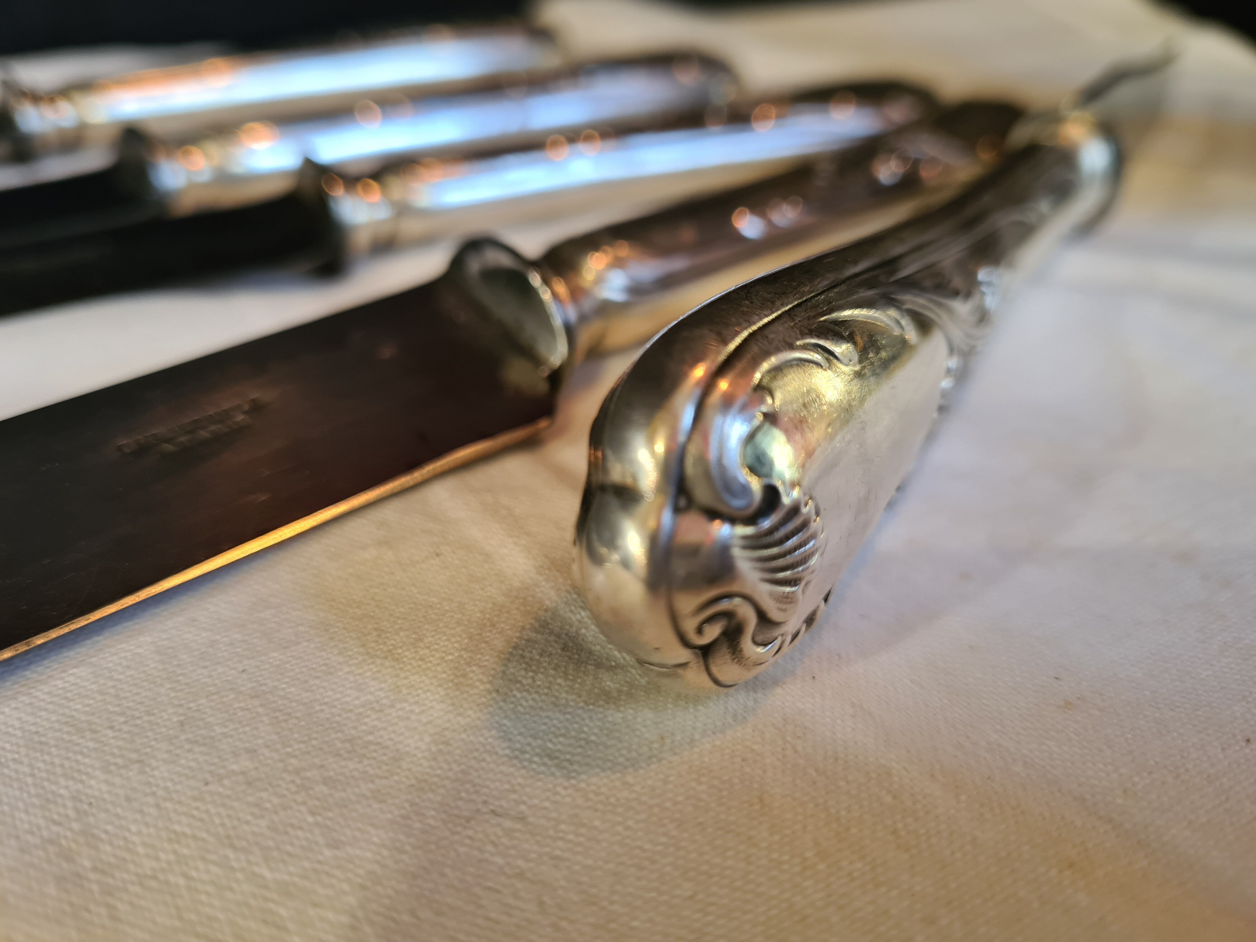 Box of 10 silver metal knives Cristofle