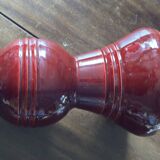 Ringed ceramic vase from Louviers, red and gold, 1950s