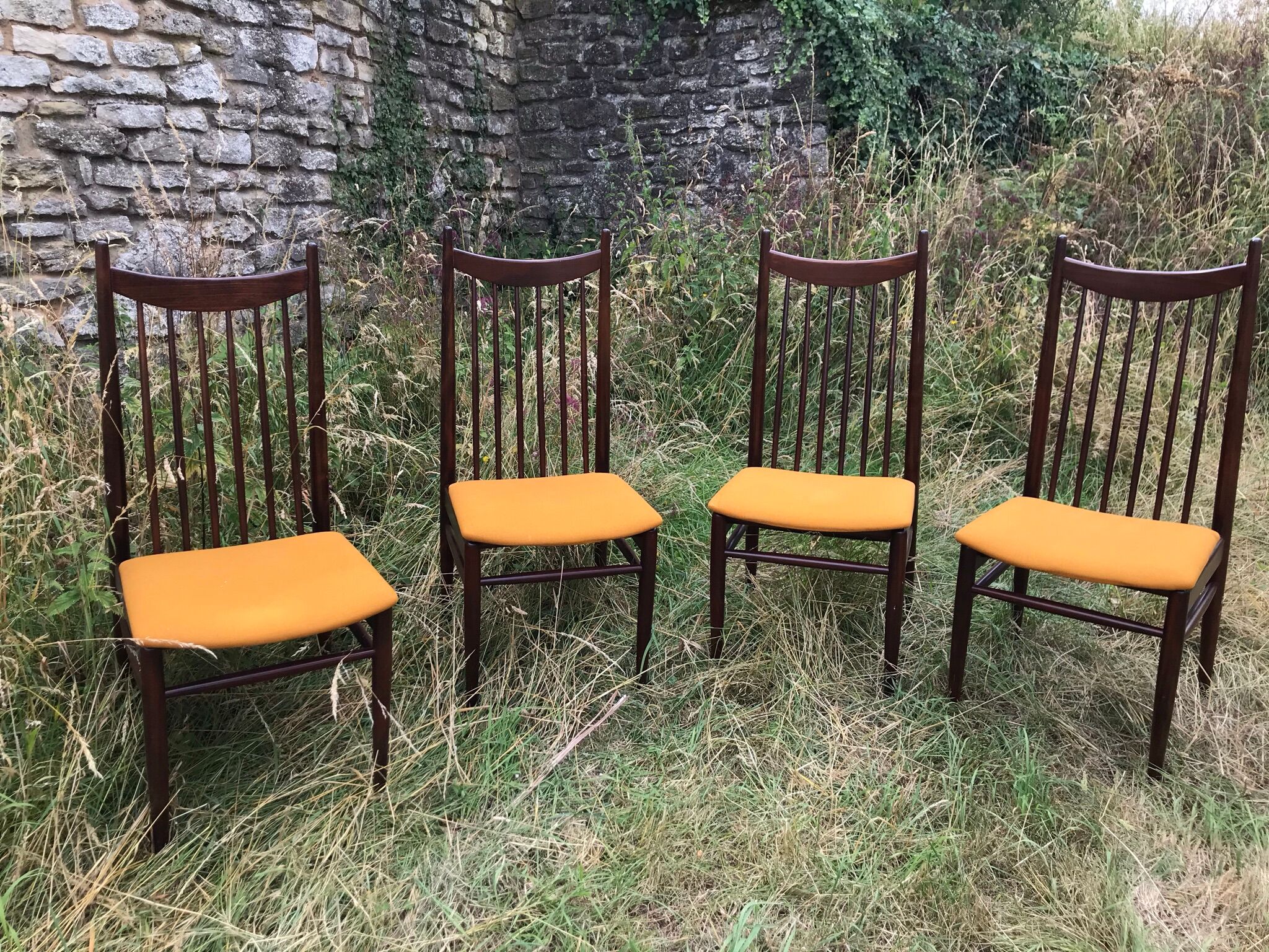 Mahogany chairs top vintage backrest 60s