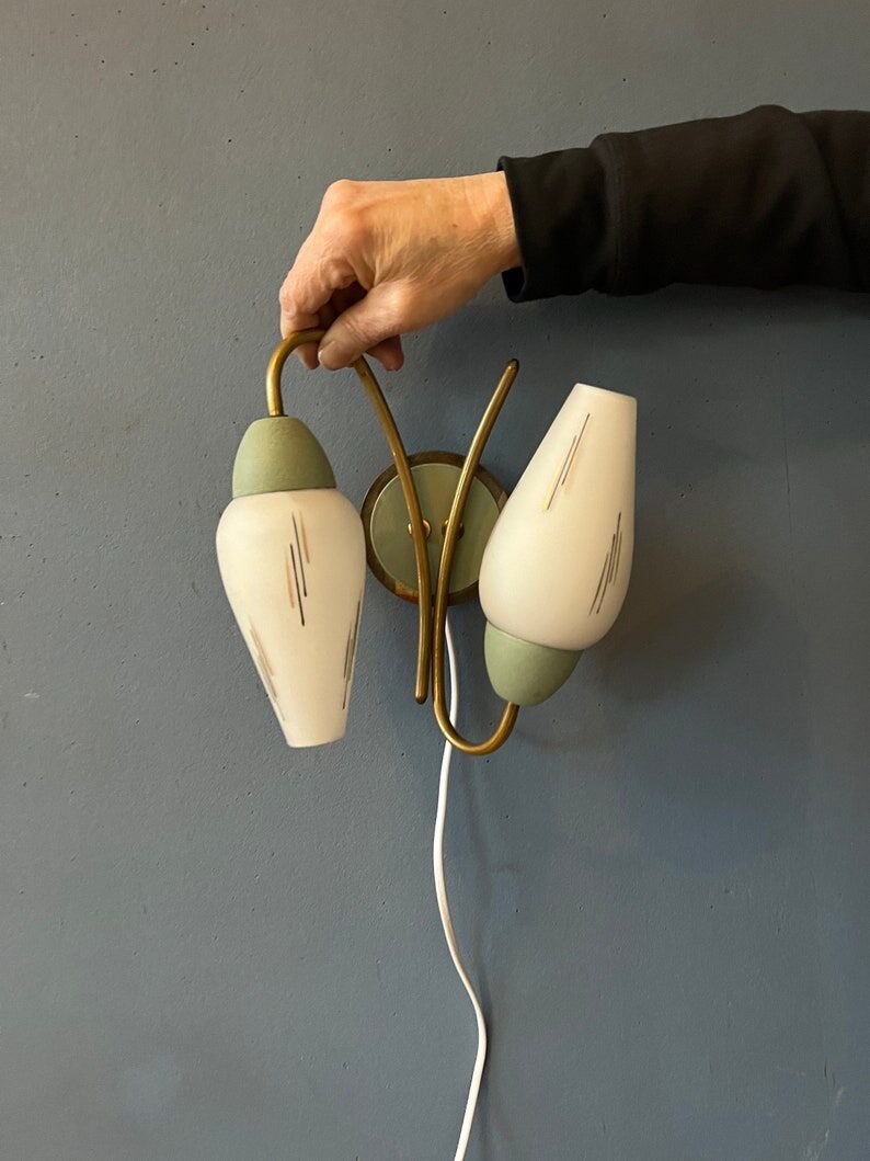 Mid-century opaline glass wall lamp