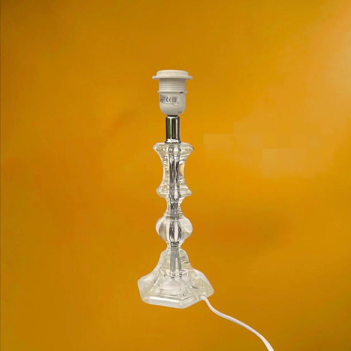 Vintage lamp base in faceted lucite/plexiglass and chrome metal - Hollywood Regency style 1970s