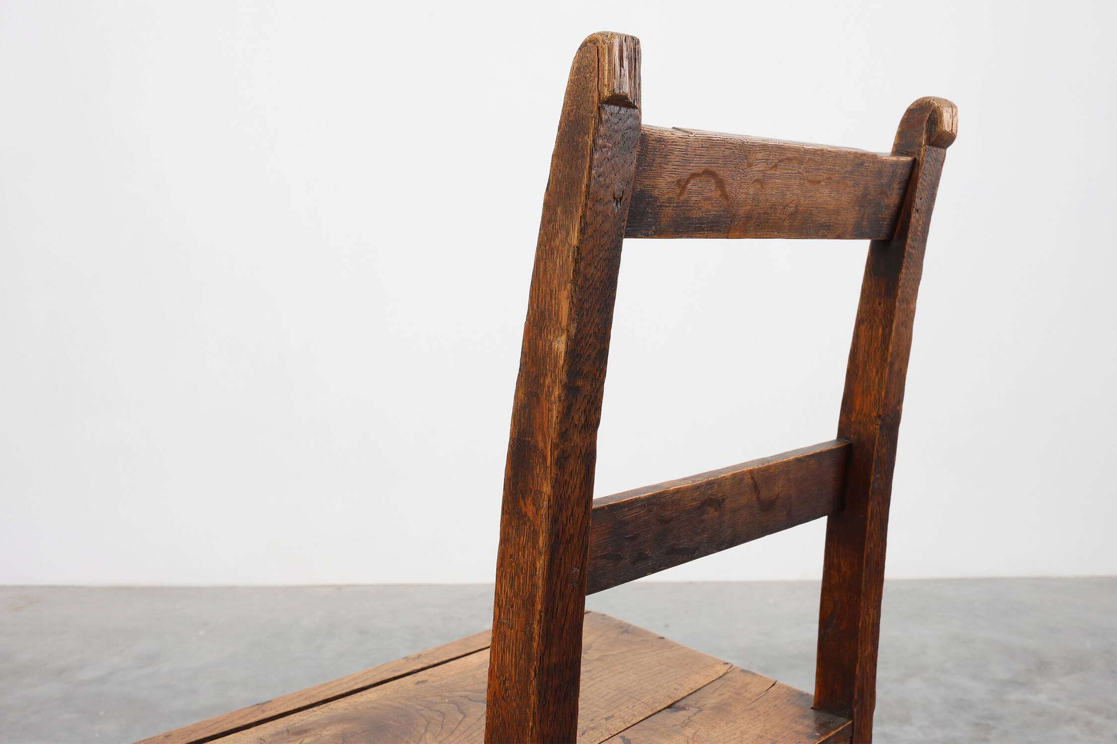 Antique oak late 19th century oak side chair, Belgium